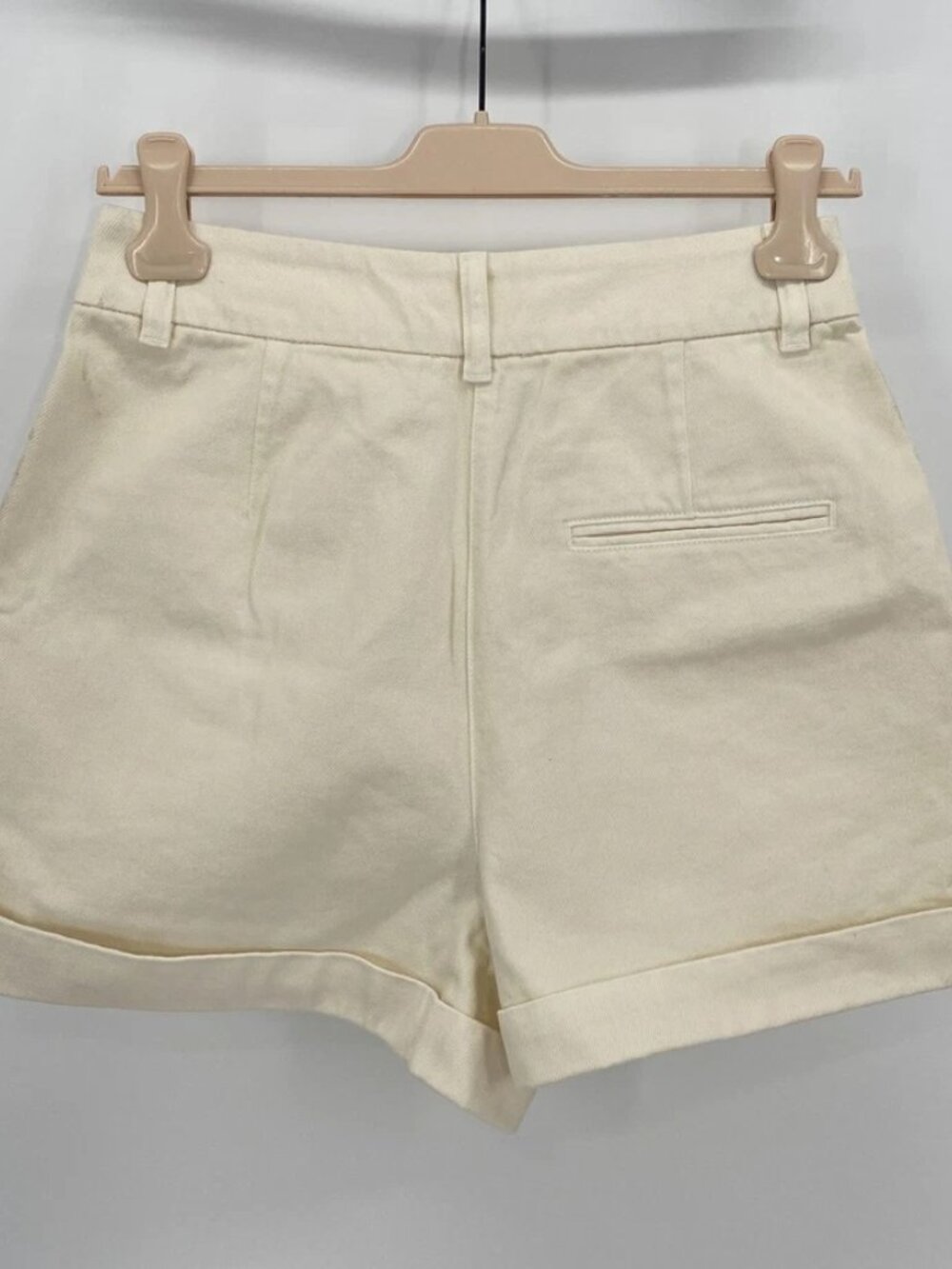 Sezane Women's Wallace Shorts Ecru Size US 6 High-Waisted Stitched Pleats Flared - Picture 7 of 14